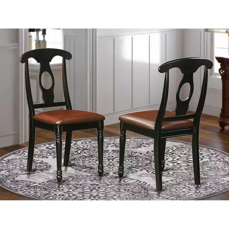 HomeStock Kenley Dining Chairs Napoleon Back Wood Seat Buttermilk Cherry