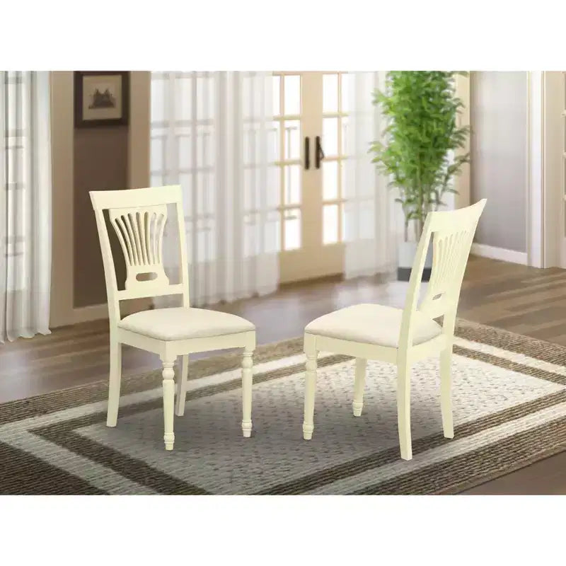 HomeStock Dining Room Linen Fabric Upholstered Solid Wood Chairs, Set of 2