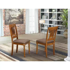 HomeStock Dining Room Linen Fabric Upholstered Solid Wood Chairs, Set of 2