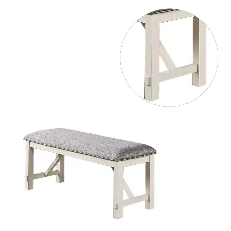 Simple Relax Upholstered Cushion Dining Bench in Grey and White