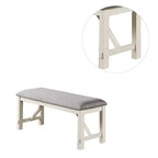 Simple Relax Upholstered Cushion Dining Bench in Grey and White