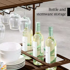 Best Choice Products 2-Tier Rolling Bar Cart Indoor/Outdoor w/ Storage Shelves, Wine Rack, Lockable Wheels