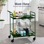 Best Choice Products 2-Tier Rolling Bar Cart Indoor/Outdoor w/ Storage Shelves, Wine Rack, Lockable Wheels
