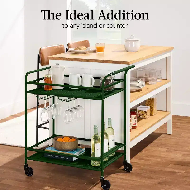 Best Choice Products 2-Tier Rolling Bar Cart Indoor/Outdoor w/ Storage Shelves, Wine Rack, Lockable Wheels