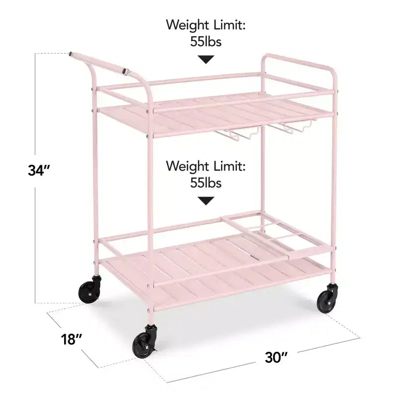 Best Choice Products 2-Tier Rolling Bar Cart Indoor/Outdoor w/ Storage Shelves, Wine Rack, Lockable Wheels