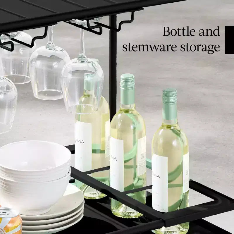 Best Choice Products 2-Tier Rolling Bar Cart Indoor/Outdoor w/ Storage Shelves, Wine Rack, Lockable Wheels