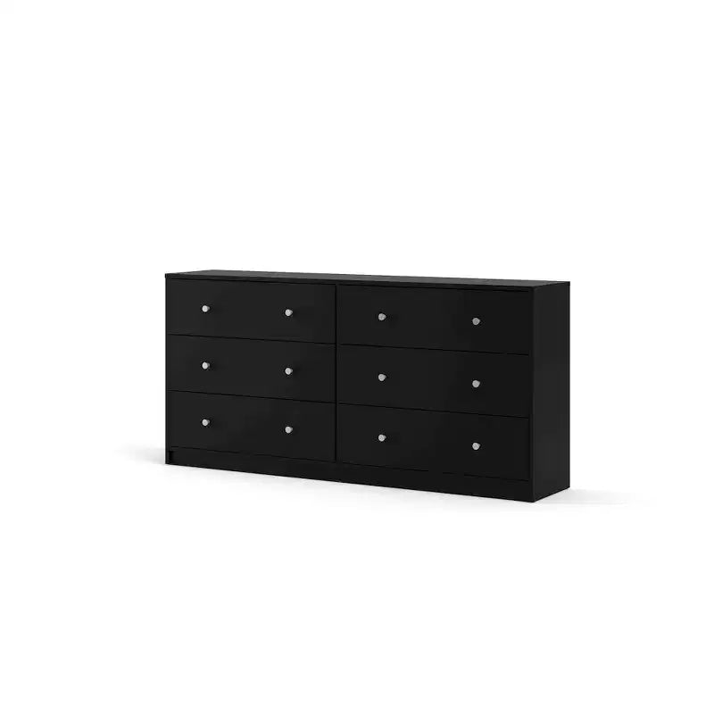 Tvilum Portland 6 Drawer Double Dresser, Black