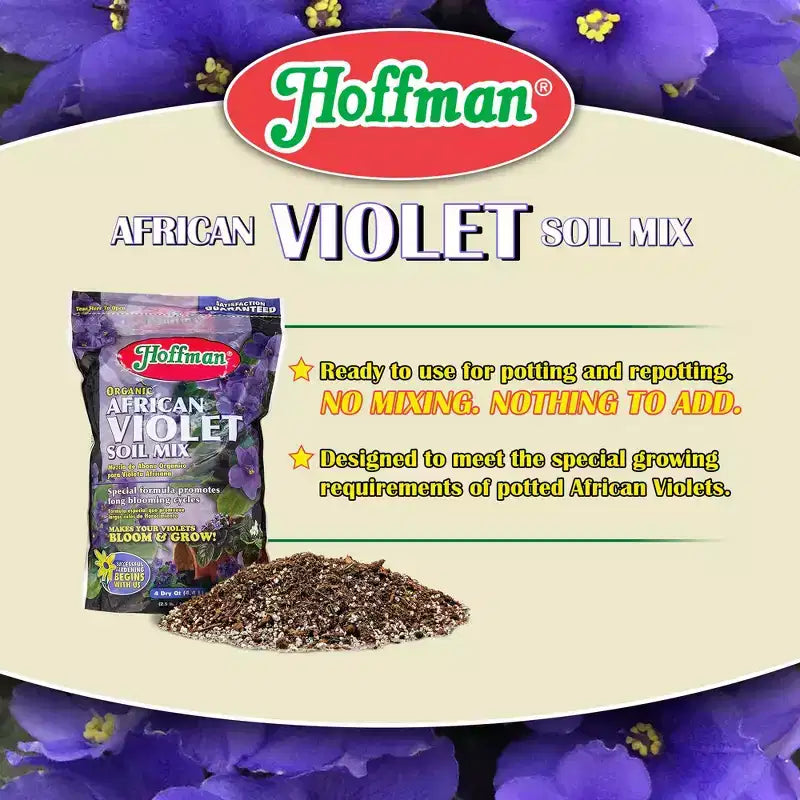 Hoffman Organic African Violet Soil Mix to Promote Long Blooming Cycles and Increase Plant Growth, 4qt