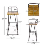 GDFStudio Outdoor Industrial Acacia Wood 30 Inch Barstools (Set of 2), Teak