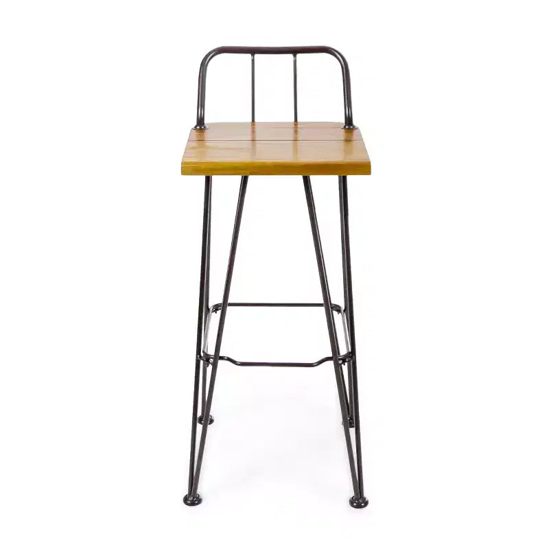 GDFStudio Outdoor Industrial Acacia Wood 30 Inch Barstools (Set of 2), Teak