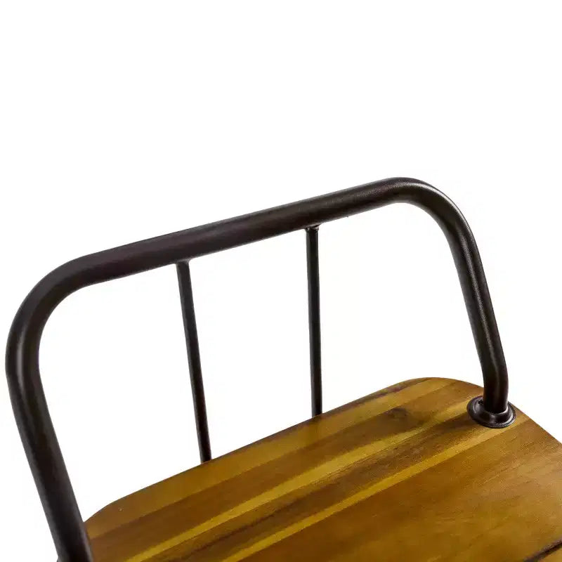 GDFStudio Outdoor Industrial Acacia Wood 30 Inch Barstools (Set of 2), Teak