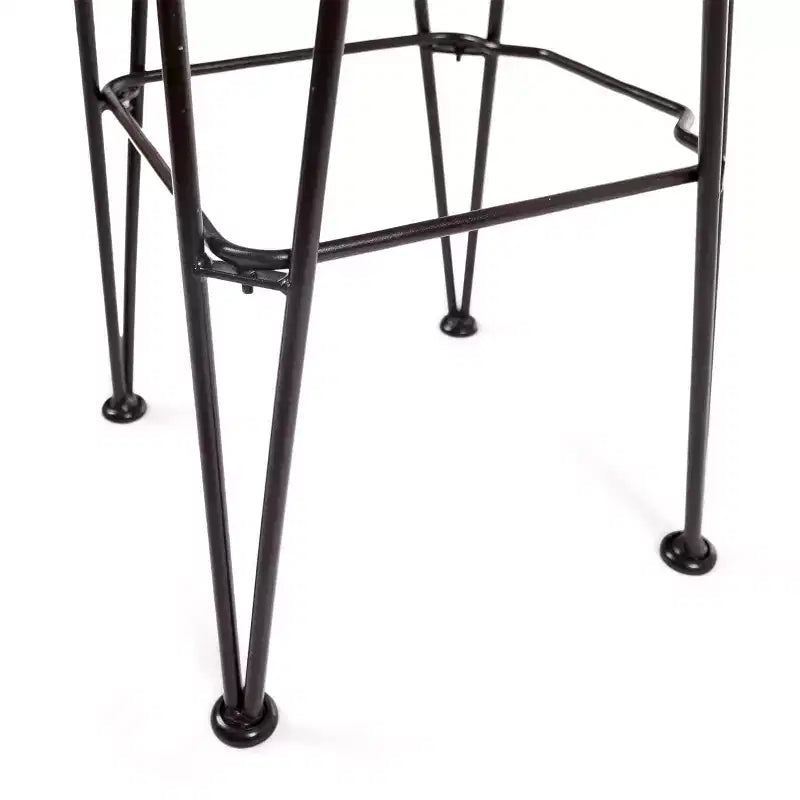 GDFStudio Outdoor Industrial Acacia Wood 30 Inch Barstools (Set of 2), Teak