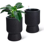 14.2 Tall Planters Set of 2, Modern Plant Pots, Self Watering Pots with Water Level Monitor, for Patio, Porch, Living Room, Home Office