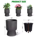 14.2 Tall Planters Set of 2, Modern Plant Pots, Self Watering Pots with Water Level Monitor, for Patio, Porch, Living Room, Home Office
