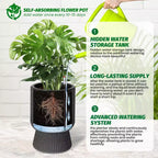 14.2 Tall Planters Set of 2, Modern Plant Pots, Self Watering Pots with Water Level Monitor, for Patio, Porch, Living Room, Home Office