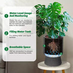 14.2 Tall Planters Set of 2, Modern Plant Pots, Self Watering Pots with Water Level Monitor, for Patio, Porch, Living Room, Home Office
