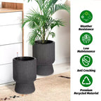 14.2 Tall Planters Set of 2, Modern Plant Pots, Self Watering Pots with Water Level Monitor, for Patio, Porch, Living Room, Home Office