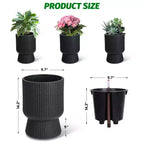 14.2 Tall Planters Set of 2, Modern Plant Pots, Self Watering Pots with Water Level Monitor, for Patio, Porch, Living Room, Home Office