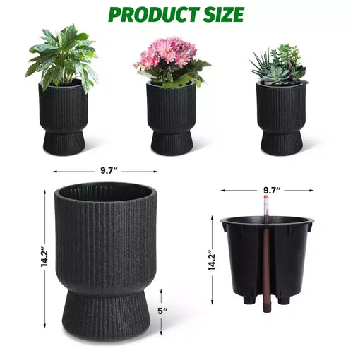 14.2 Tall Planters Set of 2, Modern Plant Pots, Self Watering Pots with Water Level Monitor, for Patio, Porch, Living Room, Home Office