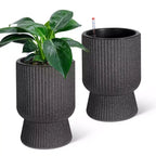 14.2 Tall Planters Set of 2, Modern Plant Pots, Self Watering Pots with Water Level Monitor, for Patio, Porch, Living Room, Home Office