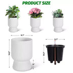 14.2 Tall Planters Set of 2, Modern Plant Pots, Self Watering Pots with Water Level Monitor, for Patio, Porch, Living Room, Home Office