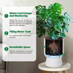 14.2 Tall Planters Set of 2, Modern Plant Pots, Self Watering Pots with Water Level Monitor, for Patio, Porch, Living Room, Home Office