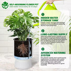 14.2 Tall Planters Set of 2, Modern Plant Pots, Self Watering Pots with Water Level Monitor, for Patio, Porch, Living Room, Home Office