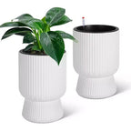 14.2 Tall Planters Set of 2, Modern Plant Pots, Self Watering Pots with Water Level Monitor, for Patio, Porch, Living Room, Home Office