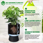 14.2 Tall Planters Set of 2, Modern Plant Pots, Self Watering Pots with Water Level Monitor, for Patio, Porch, Living Room, Home Office