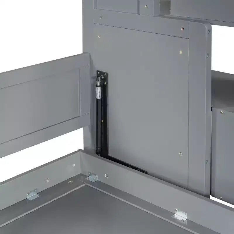 Full Over Full Size Bunk Bed, Murphy Bed with Hydraulic Lift & Desk Design - ModernLuxe