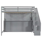 Full Over Full Size Bunk Bed, Murphy Bed with Hydraulic Lift & Desk Design - ModernLuxe