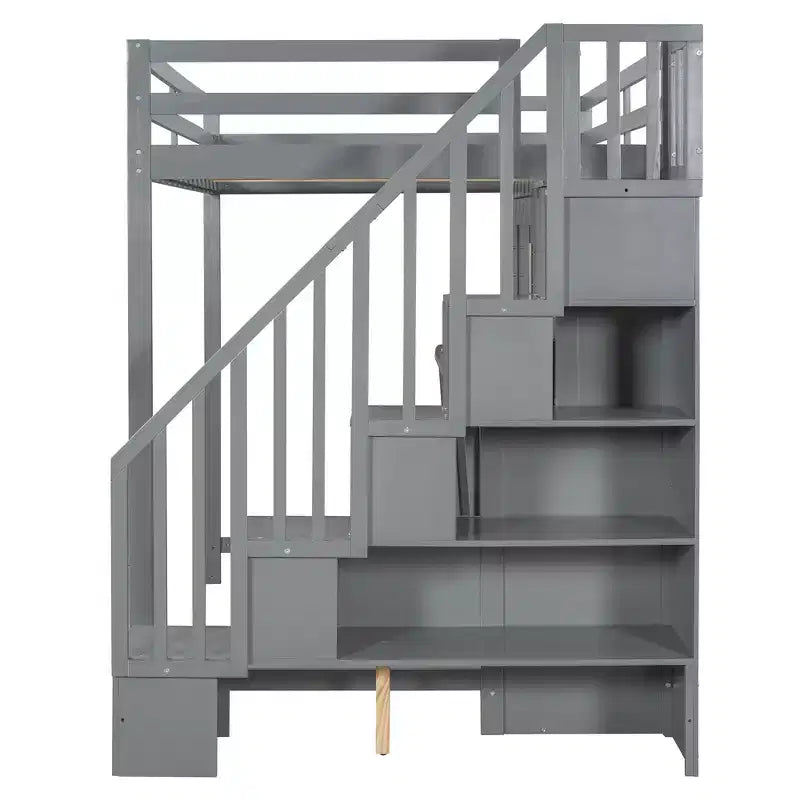 Full Over Full Size Bunk Bed, Murphy Bed with Hydraulic Lift & Desk Design - ModernLuxe