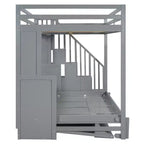 Full Over Full Size Bunk Bed, Murphy Bed with Hydraulic Lift & Desk Design - ModernLuxe