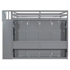 Full Over Full Size Bunk Bed, Murphy Bed with Hydraulic Lift & Desk Design - ModernLuxe