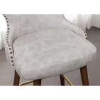 Roundhill Furniture Nevis Mid-century Modern Faux Leather Tufted Nailhead Trim Barstool, White, Set of 2