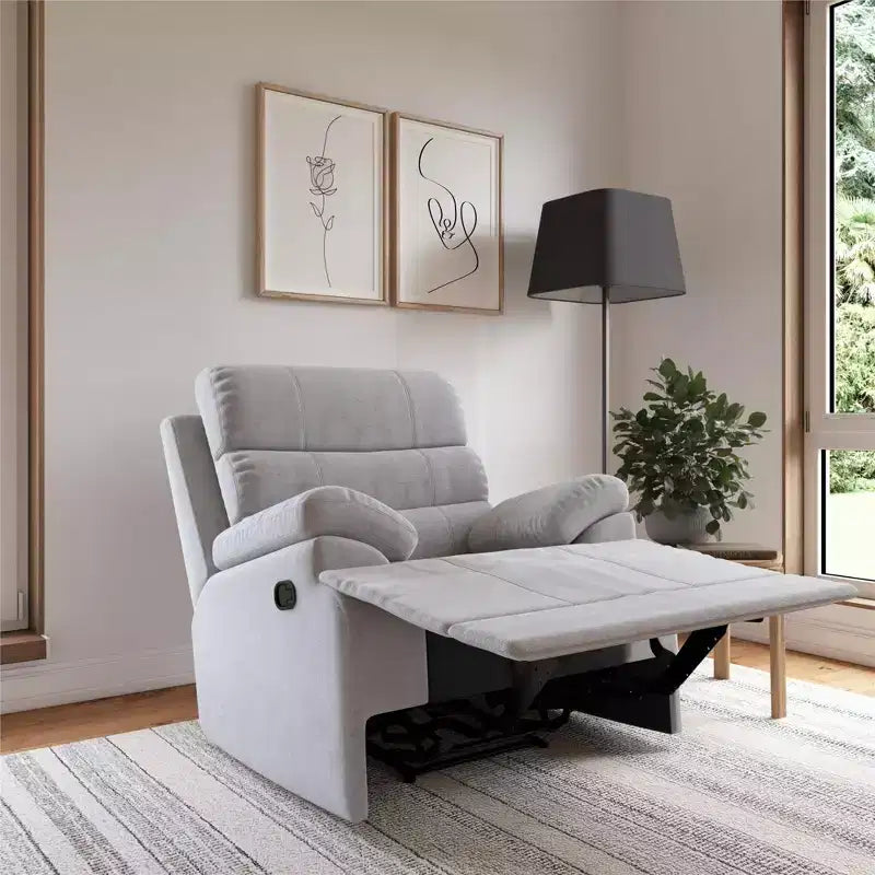 DHP McAllen Recliner Chair, Light Gray Textured Fabric