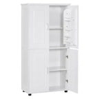 Whisen Minimalist Style Tall and Wide Storage Cabinet, Freestanding Cabinet with 4 Doors and Adjustable Shelves for Bathroom, Office - White