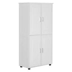Whisen Minimalist Style Tall and Wide Storage Cabinet, Freestanding Cabinet with 4 Doors and Adjustable Shelves for Bathroom, Office - White