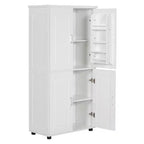 Whisen Minimalist Style Tall and Wide Storage Cabinet, Freestanding Cabinet with 4 Doors and Adjustable Shelves for Bathroom, Office - White