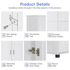 Whisen Minimalist Style Tall and Wide Storage Cabinet, Freestanding Cabinet with 4 Doors and Adjustable Shelves for Bathroom, Office - White