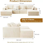 137 Sectional Couch Cloud Modular Modern U-Shaped Sofa with Chaise Lounge, Corduroy Fabric, No Assembly Required