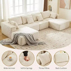 137 Sectional Couch Cloud Modular Modern U-Shaped Sofa with Chaise Lounge, Corduroy Fabric, No Assembly Required