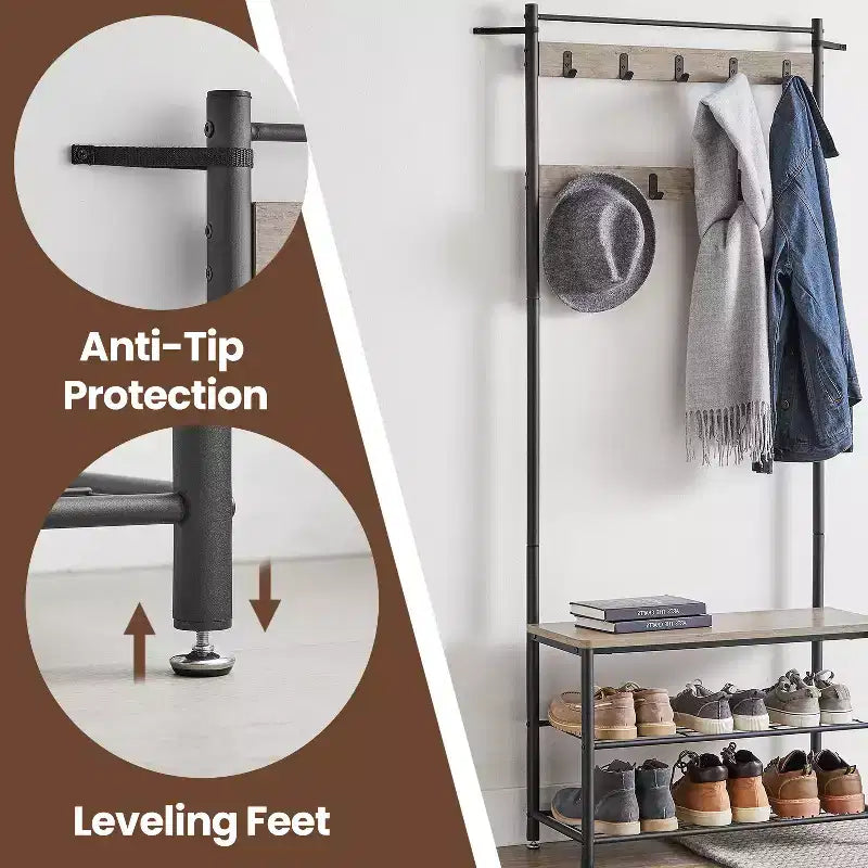 Coat Rack Hall Tree with Shoe Storage Bench Entryway Bench with Shoe Storage for Entryway
