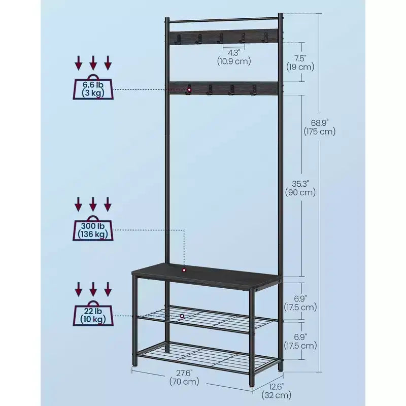 Coat Rack Hall Tree with Shoe Storage Bench Entryway Bench with Shoe Storage for Entryway