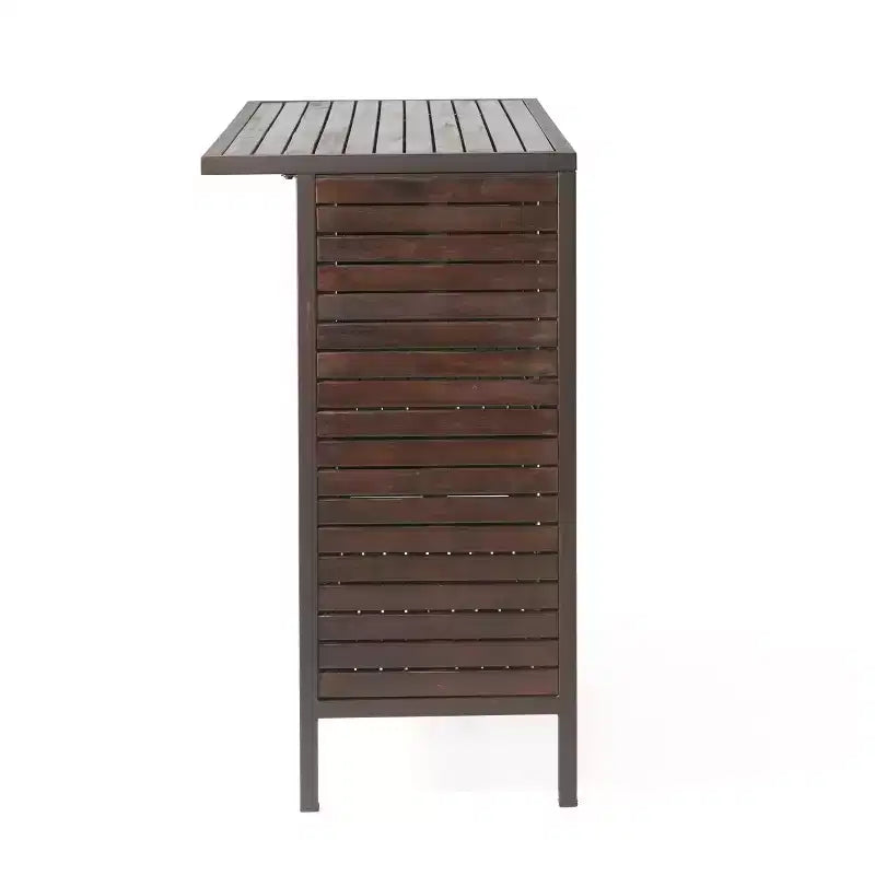 Christopher Knight Home Milos Outdoor Acacia Wood Bar Table, Dark Brown/Rustic Metal