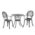 GDFStudio Berthoud Outdoor Cast Aluminum 3 Piece Bistro Set with Ice Bucket, Black Copper