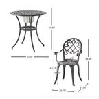 GDFStudio Berthoud Outdoor Cast Aluminum 3 Piece Bistro Set with Ice Bucket, Black Copper