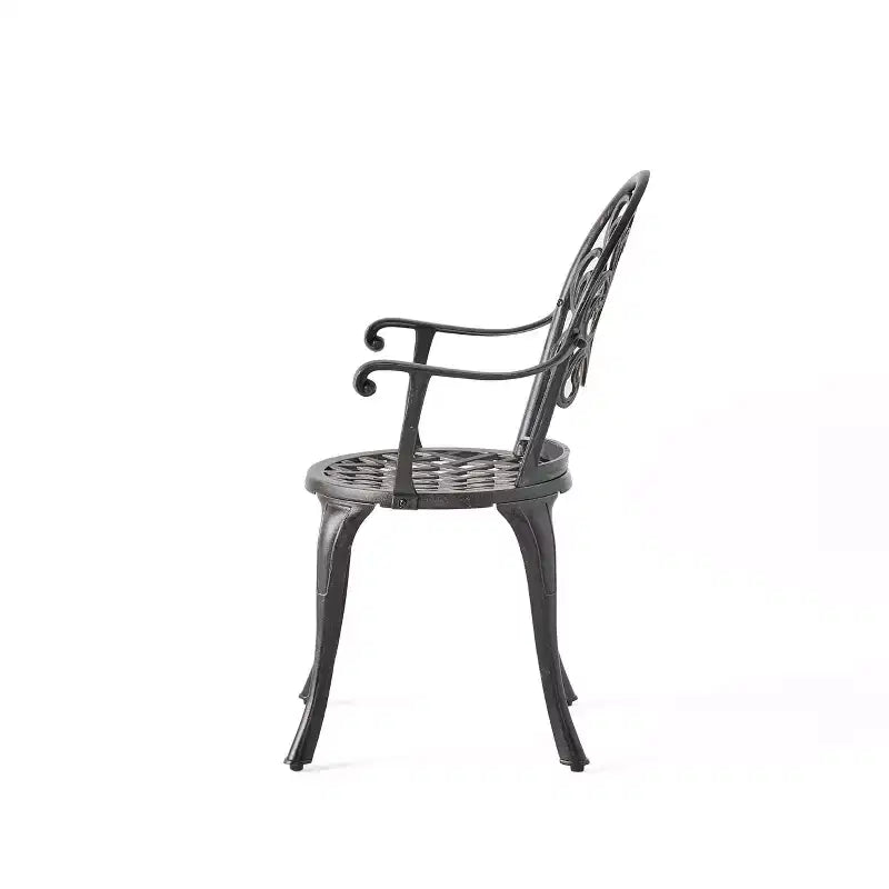 GDFStudio Berthoud Outdoor Cast Aluminum 3 Piece Bistro Set with Ice Bucket, Black Copper