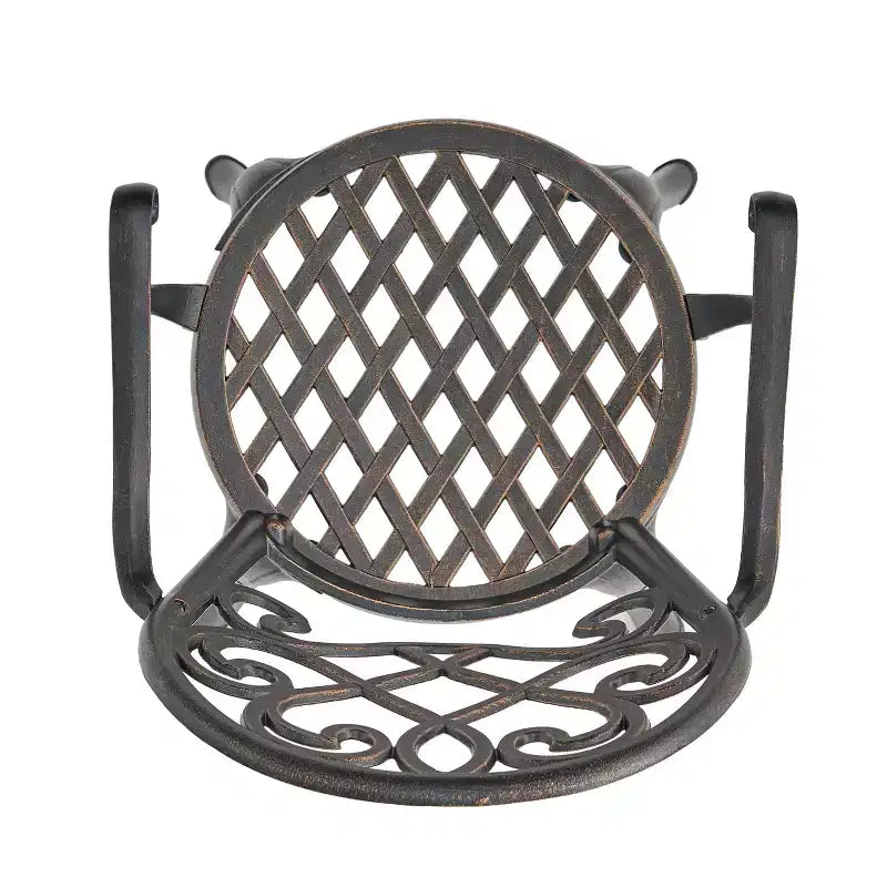 GDFStudio Berthoud Outdoor Cast Aluminum 3 Piece Bistro Set with Ice Bucket, Black Copper