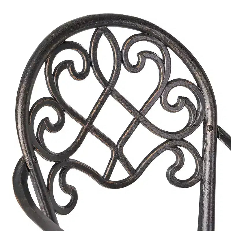 GDFStudio Berthoud Outdoor Cast Aluminum 3 Piece Bistro Set with Ice Bucket, Black Copper